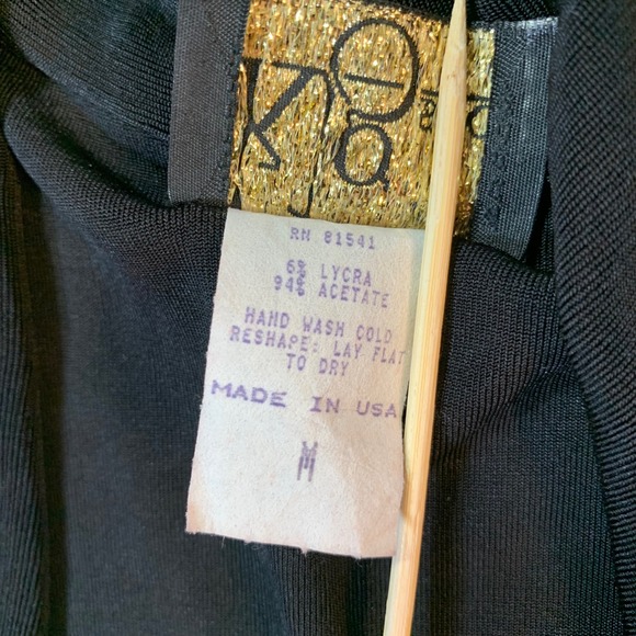 Y2K Glam‎ Cowl Neck Top M Black Rhinestones Vintage Stretch USA KLG & Co Travel - Picture 5 of 14